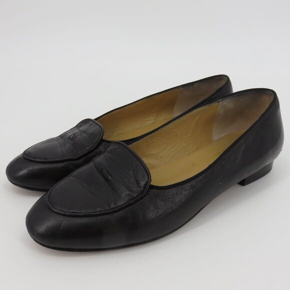 Brooks Brothers Women 8 M Solid Black Leather Loafers Slip On Shoes Flats Italy - Picture 16 of 16